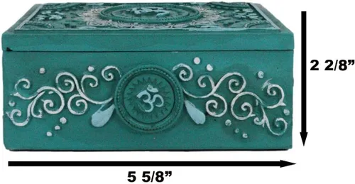 Vista 3 de Ebros Feng Shui Zen Buddha Ohm Símbolo Sagrado Lotus Mandala Flor Caja Decorativa Almacenamiento Stash Bisutería Tarot Talismán Feng Shui Acento