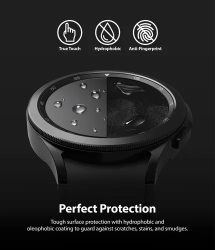 Vista 7 de Ringke Protector de pantalla de vidrio [paquete de 4] compatible con Samsung Galaxy Watch 4 Classic de 1.654 pulgadas, vidrio templado, dureza 9H