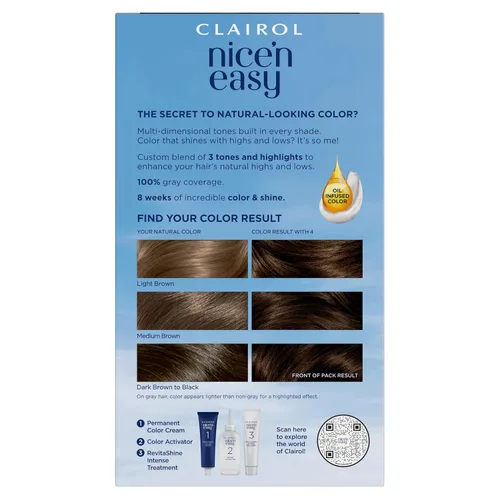 Vista 2 de Clairol - Tinte permanente Nice'n Easy para el cabello, color castaño oscuro 4, paquete de 3 4 Marrón oscuro