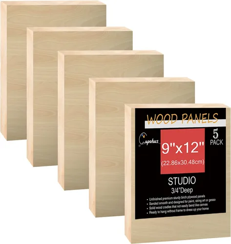Vista 9 de Cupohus Tableros de madera sin terminar para pintar, 5 paquetes de 3/4 pulgadas de profundidad Cupohus de 8 x 10 pulgadas, paneles de madera