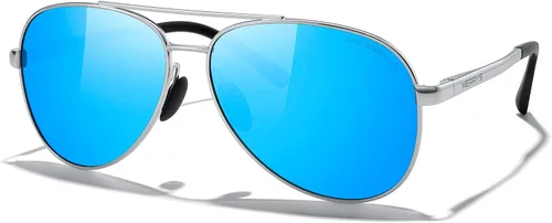 Vista 2 de MERRY'S Lentes de sol de aviador para hombres y mujeres, lentes polarizados para conducir, lentes espejados, protección UV 400, 2.283 in