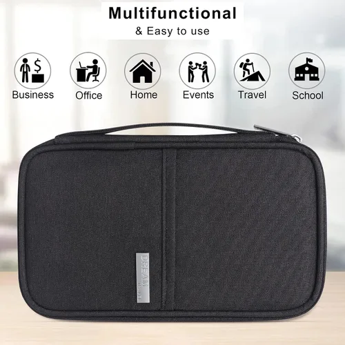Vista 6 de Unaone Billetera para pasaporte de viaje, Negro -, Soporte para pasaporte