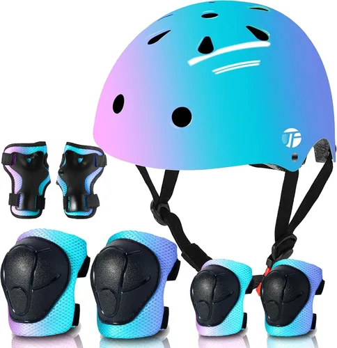 Vista 9 de Casco de bicicleta ajustable con gradiente de color para niños pequeños de 3-5-8-14+ años, niñas y niños. Casco para monopatín y bicicleta