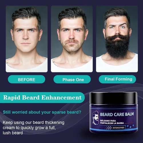 Vista 4 de Bálsamo para barba para hombres, una fórmula nutritiva y fortalecedora enriquecida con extractos de plantas, haciendo que tu barba parezca más