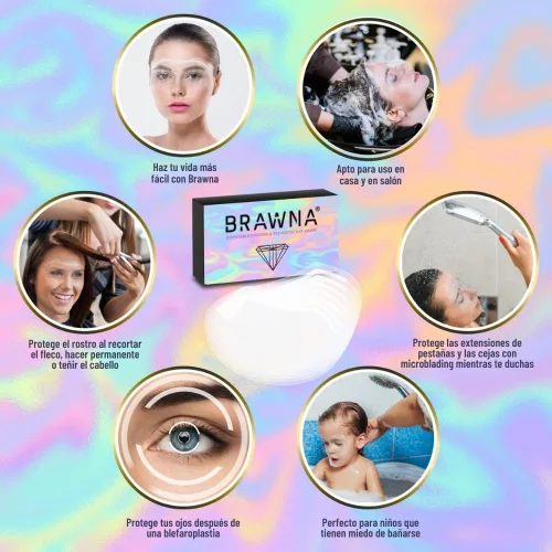 Vista 2 de BRAWNA Paquete de 25 viseras protectoras de ducha con bolsa de organza rosa para extensiones de pestañas, microblading, laminación de cejas, cirugía