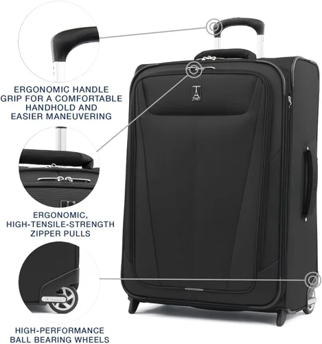 Vista 2 de Travelpro Maxlite 5 Softside - Equipaje vertical expandible de 2 ruedas maleta ligera para hombres y mujeres Negro