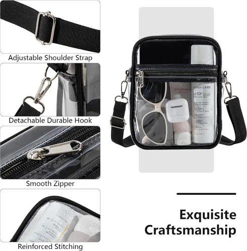 Vista 5 de Bolso cruzado transparente - Bolsa de asas transparente impermeable, bolsa transparente de PVC ligera de 0.012 in
