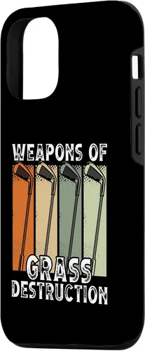 Vista 2 de iPhone 15 Armas de destrucción de hierba Funda divertida para jugadores de golf