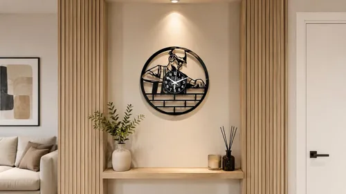 Vista 7 de Herramientas de trabajo de reloj de pared Diseño para constructores Decoración de taller