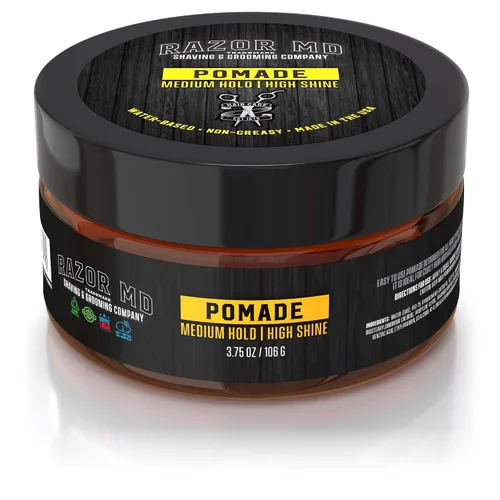 Vista 7 de Razor MD Pomada natural para el cabello a base de agua para hombres con alto brillo y acabado liso, fijación media fuerte, los mejores productos