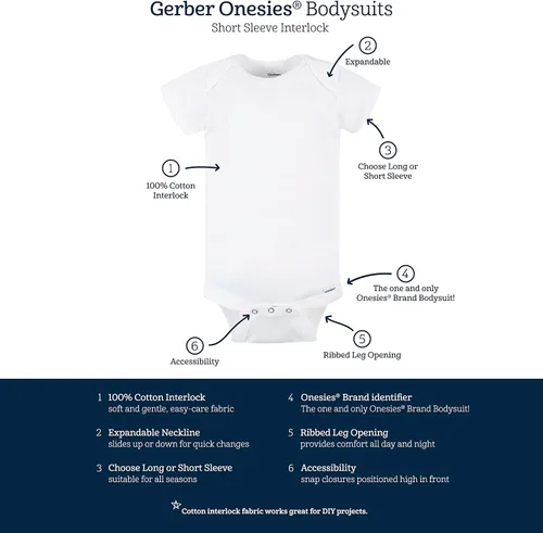 Vista 4 de Gerber baby-girls 5-pack Solid Onesies Bodysuits