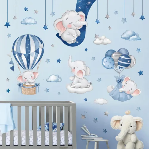 Vista 8 de decalmile Calcomanías de globos de animales del bosque, calcomanías de pared de mono, león y koala para bebé, guardería, dormitorio de niños