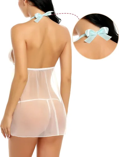 Vista 4 de Avidlove - Babydoll con lazo y escote halter, para mujer