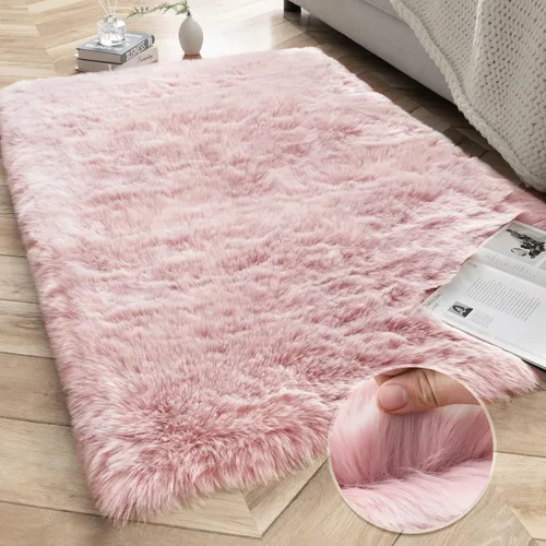 Vista 15 de Ashler HOME DECO Funda de piel sintética de zorro suave para silla, alfombra para dormitorio, suelo, sofá, sala de estar, color negro y blanco, 2 x