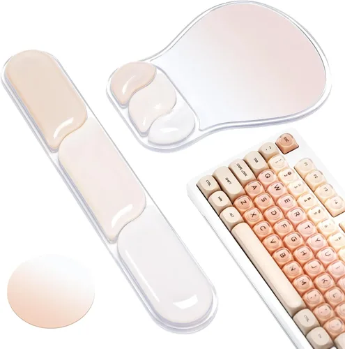 Vista 10 de Ospelelf Juego de alfombrilla de mouse con reposamuñecas de gel ergonómico para teclado, soporte de muñeca con parte inferior de goma