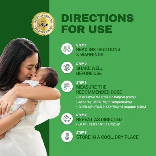 Vista 5 de Dr. Chase Kolik Gripe Water for Babies - Alivio de cólicos, gases y molestias para recién nacidos y bebés, gotas de gas a base de plantas sin