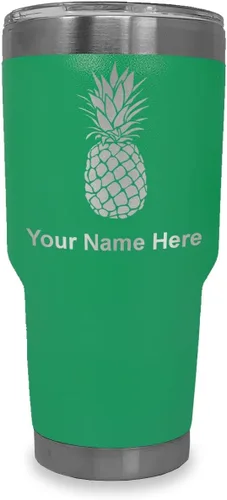 Vista 7 de LaserGram Vaso aislado al vacío de 20 onzas, piña, grabado personalizado incluido (negro)