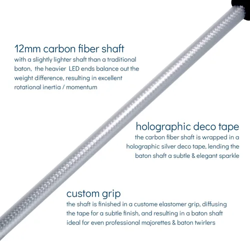 Vista 3 de Flowtoys Lumina Twirl™ Baton v2 - Bastón giratorio con luz LED, color plateado