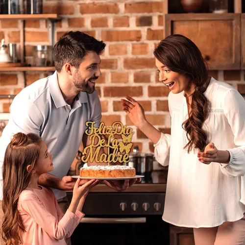 Vista 3 de Feliz Día de la Madre - Decoración para tartas con texto en inglés "Happy Day De la Madre", decoración española para tartas con la frase "Best Mom