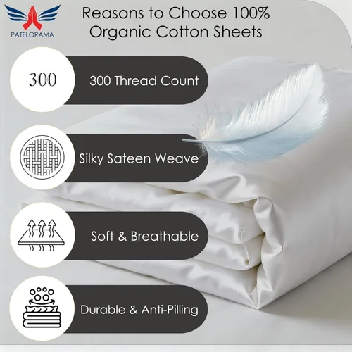Vista 6 de Queen Percale Sheets Set – 100% Organic Long Staple Percal Cotton, 300 Thread Count, Oversized [60” x 80”] with 10” Deep Pockets, Soft, Crisp & Cool