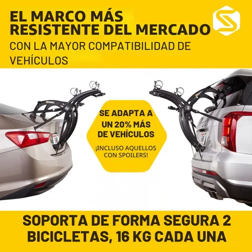 Vista 10 de Saris Bones EX - Portaequipajes para maletero de auto para 2 bicicletas, duradero, libre de óxido, correas anti-balanceo, fabricado en EE. UU.