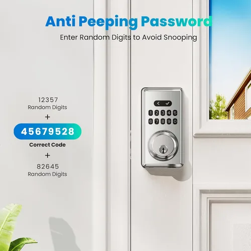 Vista 3 de Cerradura de puerta sin llave con teclado, cerrojo de seguridad, cerraduras digitales inteligentes con código, cerradura automática, contraseña