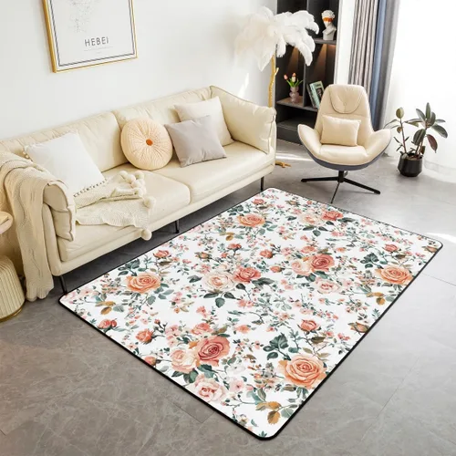 Vista 15 de jejeloiu Groovy Flower Area Rug 3x5 Retro Floral Boho Living Room Rugs for Bedroom 70S Hippie Groovy Flowers Bohemian Decor Carpet Psychedelic Beige