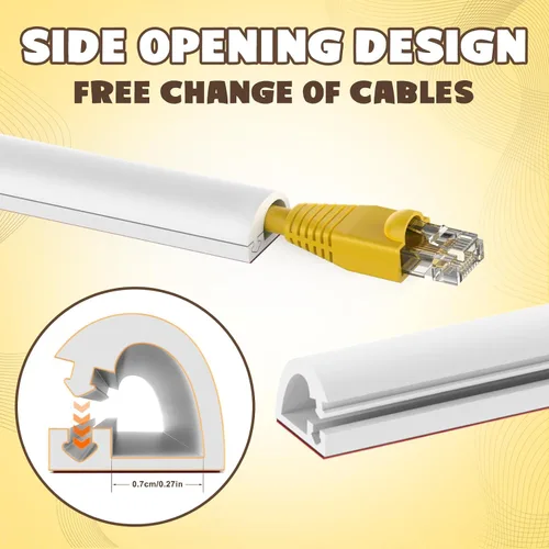 Vista 4 de Ocultador de Cable de Pared de 39 Pulgadas, Ocultador de Cable de Silicona Autoadhesivo, Cubiertas de Alambre Flexibles para Cables, Cubierta