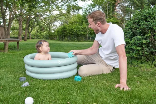 Vista 7 de Babymoov Bañera y piscina inflable: segura, portátil y crece con el bebé (desde 0+ inserto para recién nacido incluido)