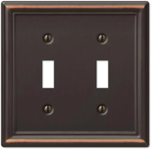 Vista 19 de Amerelle 149DDB - Placa de pared Chelsea, 1 Duplex, acero, bronce envejecido, 1 paquete