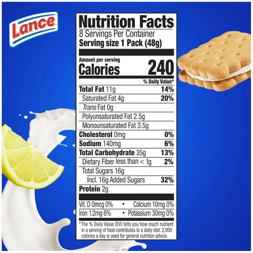 Vista 2 de Lance Nekot Lemon Creme, 8 paquetes envueltos individualmente, 6 sándwiches cada uno (paquete de 14)