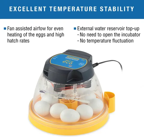 Vista 4 de Brinsea Mini II Eco Incubadora manual de huevos con recarga externa de agua, circulación de aire asistida por ventilador para incubar 10 pollo, pato