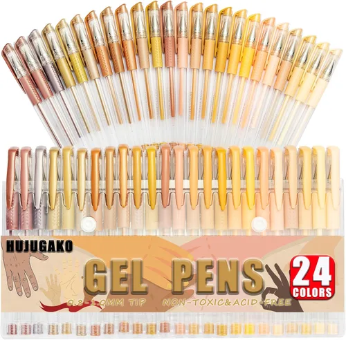 Vista 12 de Paquete de 48 bolígrafos de gel azules, 24 bolígrafos de gel de colores con 24 repuestos, 40% más de tinta para escribir suavemente para adultos