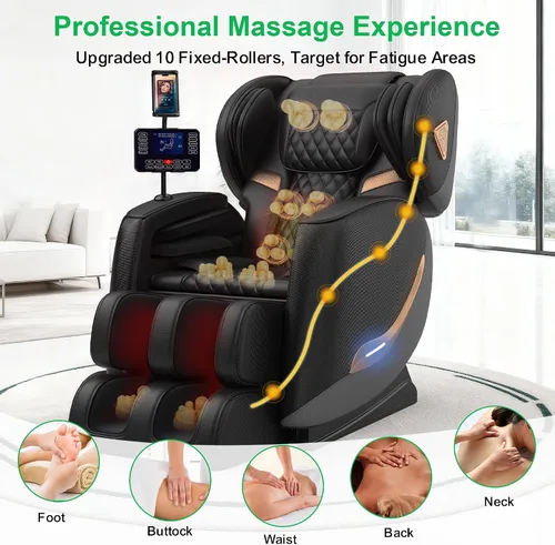 Vista 4 de Silla de masaje mejorada de cuerpo completo, silla de masaje reclinable de gravedad cero, 10 puntos de fijación, sillas de masaje Shiatsu 2026