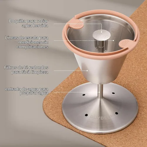Vista 8 de BUYDEEM K176 - Tetera eléctrica multifuncional de acero inoxidable para preparar té y café, mantener el calor automático, 5 controles de sabor, 1.5L