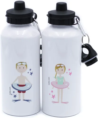 Vista 6 de Susiko Swimming Girl - Botella de aluminio para niñas, color blanco, talla M