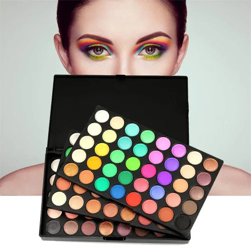 Vista 3 de VERONNI Mini paleta de sombras de ojos de 120 colores vivos, mate y brillante, juego de maquillaje profesional de 3 capas brillantes y cálidas