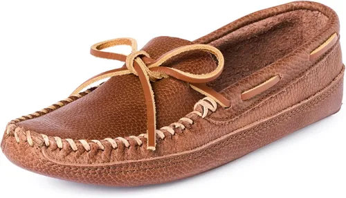 Vista 12 de Minnetonka Suela de cuero suave de doble fondo para hombre Marrón Ruff