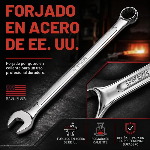 Vista 6 de URREA Llave combinada extra larga de 12 puntos de 0.394 in, métrica Llave individual