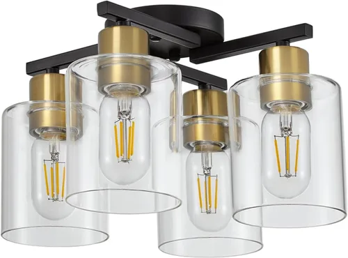 Vista 15 de Lámpara de techo semiempotrada de 1 luz, lámparas de techo de níquel cepillado, lámparas modernas para montaje en techo, luces de techo con pantalla