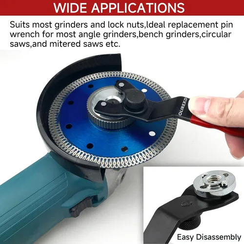 Vista 5 de Amoladora angular Llave de pasador ajustable universal para máquina amoladora angular (rojo)
