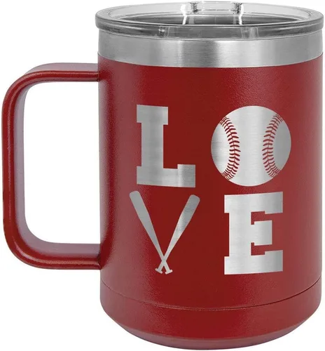 Vista 10 de BASEBALL LOVE CUADRADO Negro 15 oz taza de café w/tapa superior deslizante Taza de café de viaje aislado Ideas de regalo de cumpleaños o Navidad