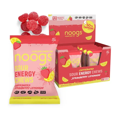 Vista 12 de Blue Raspberry Blast Sour Energy Chews, Electrolyte Energy Gummies