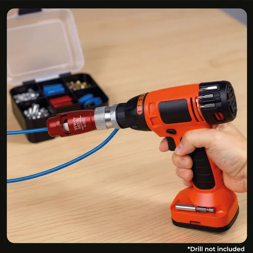 Vista 4 de Kit de herramientas para pelacables y tornado accionado por taladro con 4 cabezales intercambiables y accesorios - Herramienta de conector