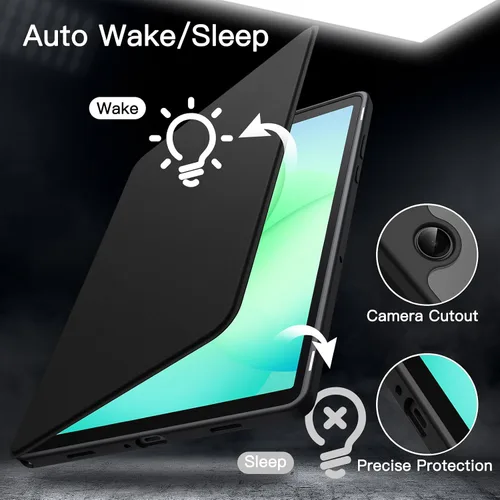 Vista 5 de JETech Funda giratoria para Samsung Galaxy Tab A11+/A11 Plus, rotación de 360 grados, cubierta protectora con soporte transparente, visión Negro