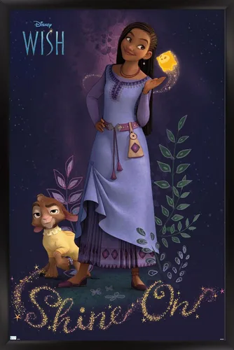 Vista 8 de Trends International Disney Wish - Póster de pared Asha, 22.4 pulgadas de largo x 14.7 pulgadas, versión enmarcada en madera de granero