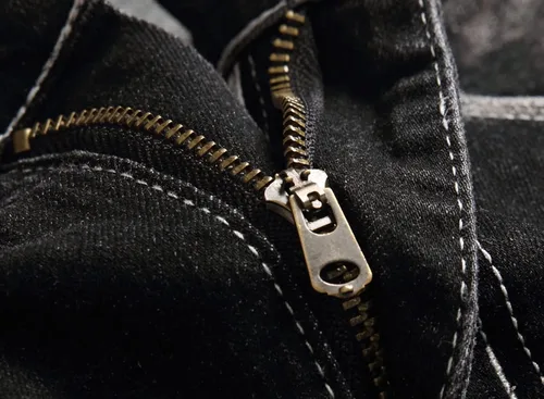 Vista 6 de XIMXIMMTIAN Jeans rectos de mezclilla para hombre con diseño de motociclista