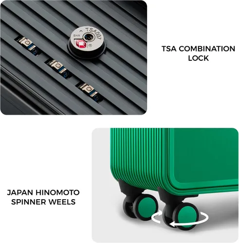 Vista 5 de TUPLUS QUICK Maleta rígida de aluminio con ruedas dobles giratorias, equipaje de mano de 16 pulgadas, silencioso, maleta con bloqueo TSA, Verde