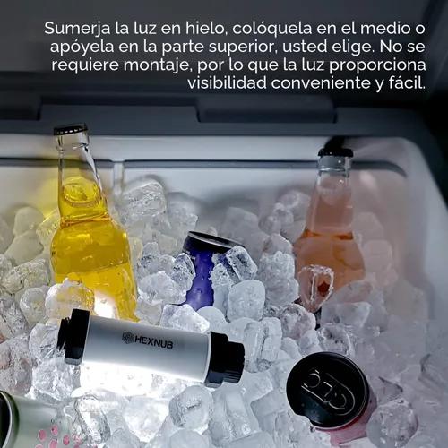 Vista 5 de HEXNUB Caja de Conservadora con Luz, Impermeable, Luz LED Recargable Compatible con YETI, RTIC, ORCA, Ninja, Igloo, Coleman, Base Magnética, Ideal