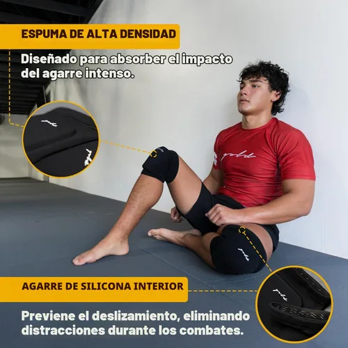 Vista 2 de Gold BJJ Rodilleras para Jiu Jitsu, Wrestling y MMA - Juego de 2 (pequeño)